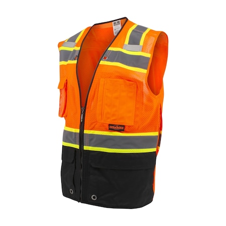 SV51B TwoToned ColorBlocked Vest, HiVis Orange, Size 3X